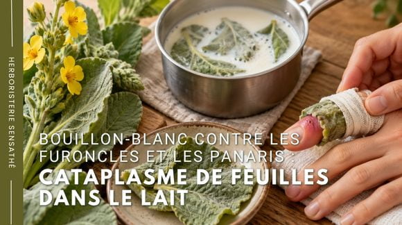 Bouillon-blanc contre les furoncles et les panaris  cataplasme de feuilles dans le lait - Herboristerie Sensathé